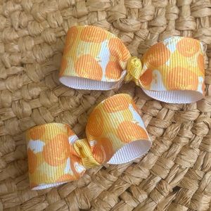 Halloween pumpkin small pigtail piggy tail hair bows clips, Boutique brand.